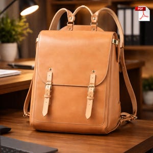Leather Backpack PDF Pattern, DIY Leather Bag Template, Rucksack Pattern with Pockets, Printable A4 Backpack Pattern Download