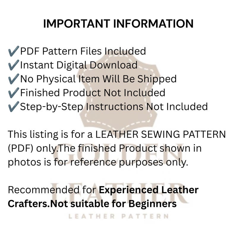 Patrón PDF para bolso bandolera de cuero, plantilla para bolso cruzado A4, para principiantes en marroquinería, bolso para hombre, patrón de descarga digital. imagen 5