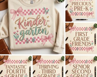 Back To School Png Bundle, Preschool png sets, School First Day, Preppy School sublimation, Pre-K 1st to 4th Grade, Strip school png