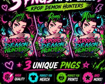 Huntrix K pop Demon Hunters PNG, diseño de camiseta de grupo ídolo Kpop, Girl Dinner PNG, Saja Boys Girls Bands PNG, fans de Huntrix, descarga digital