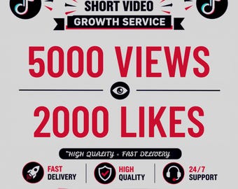 TikTok-Video-Wachstumsservice | 5000 Aufrufe, 2000 Likes | Social-Media-Marketing-Support (Digitales Marketing)