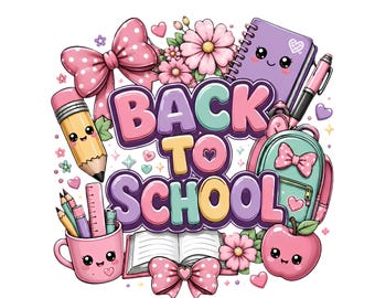 Paquete de PNG para la vuelta al cole, conjuntos de PNG para preescolar, primer día de clase, sublimación para colegio estilo preppy, preescolar de 1.º a 4.º de primaria, PNG para colegio en tiras