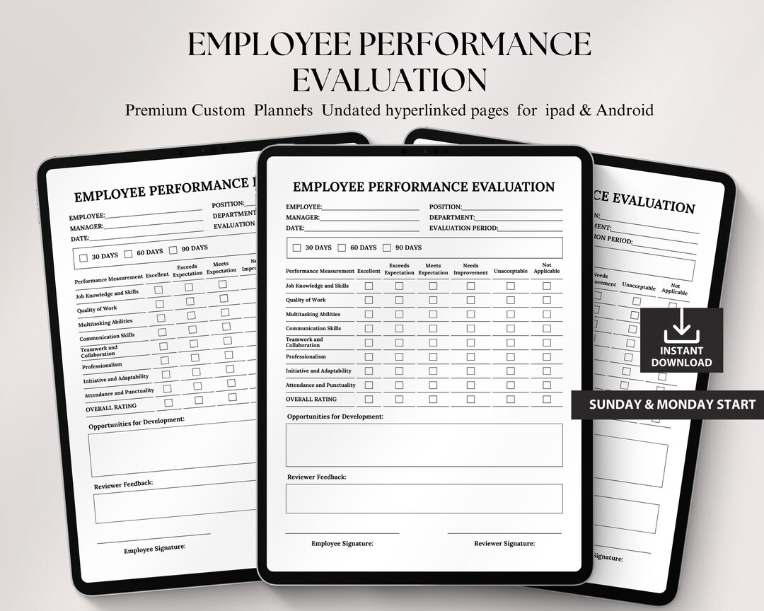 Digital Download Employee Performance Checklist | Staff Evaluation ...