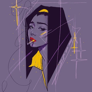 Faye Valentine 5x7 Mini Print | Cowboy Bebop Fan Art | Hand-Drawn Illustration | Wall Decor