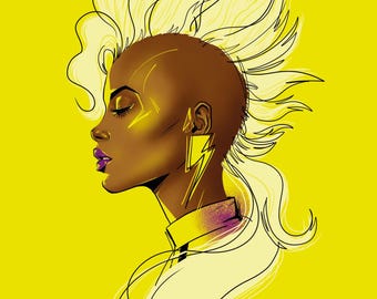 5x7 Storm konsttryck | X-Men '97 handritad illustration | Handritat serietidningsinspirerat konstverk