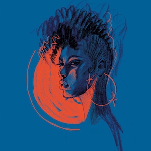 Orange Mond 13x18 Mini Kunstdruck | Handgezeichnete Kunst | 15x20 Handgefertigte Illustration