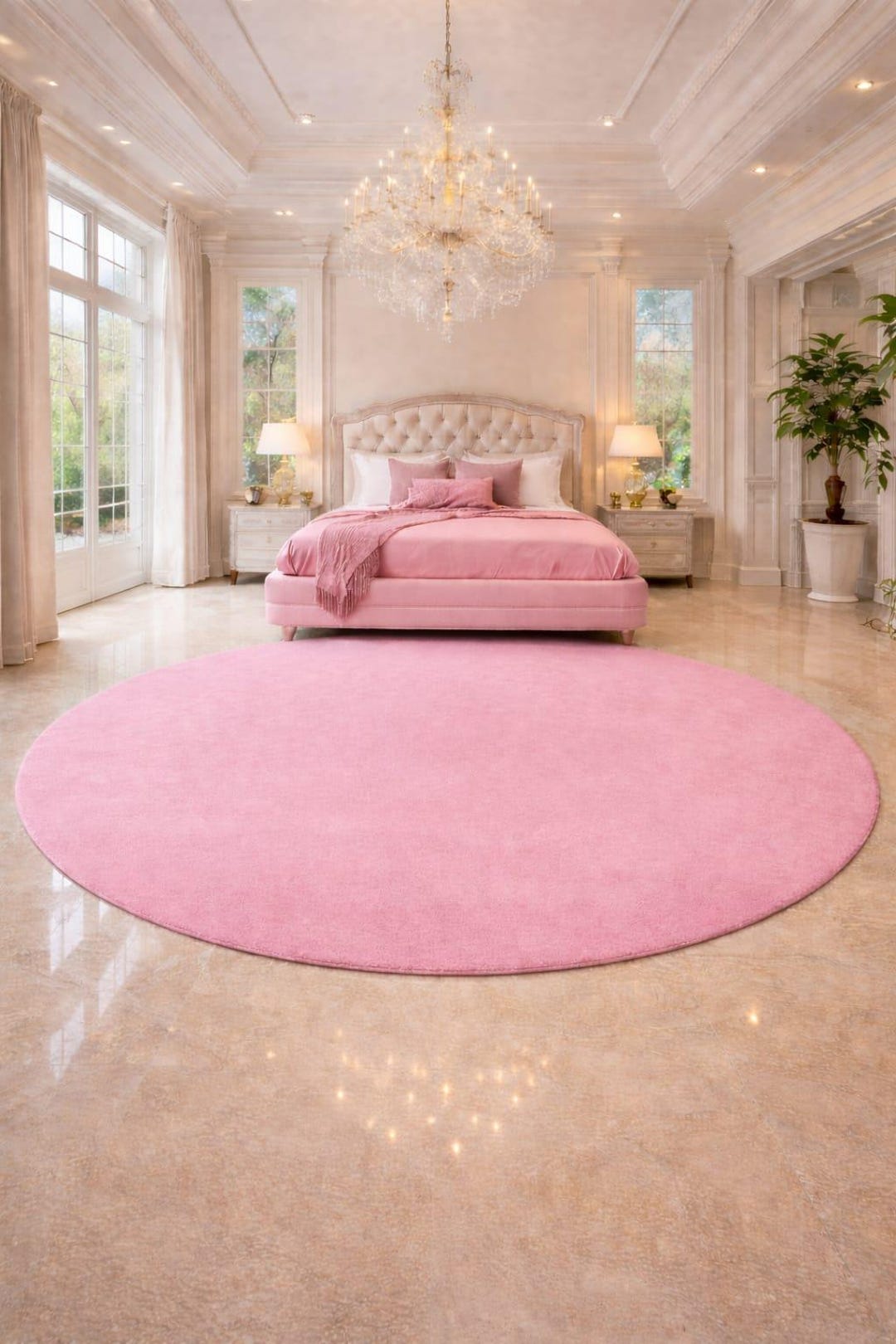 Round Pink Rug Next Luxury Round Pink Hand Tufted Rug – Soft Pastel Circular Carpet for ...