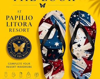 Luxury Women’s Flip Flops | Stars & Stripes Resort Sandals | Wear It First™ | Grab the Look | Papilio Litora