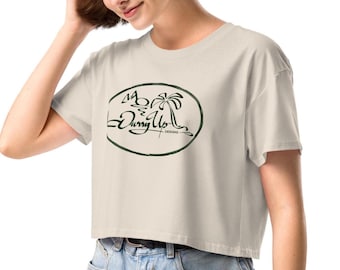 Crop top femme streetwear – DurryUp™ | Logo noir | T-shirt court beige | Style casual été | No Rules. Just Style.