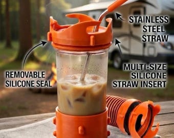 Funny RV camping cup w/straw