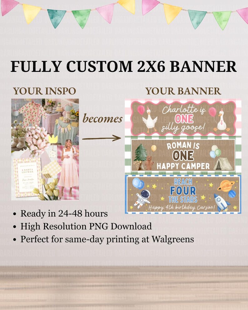 Fully Custom Party Banner | Digital File | Custom Hand Painted Style ...