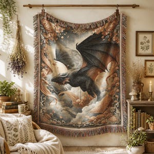 Drachenreiter Romantik Decke, Gothik Wandbehang, Gothik Decke, Gothik Decke, Gothik Decke, Gothik Decke