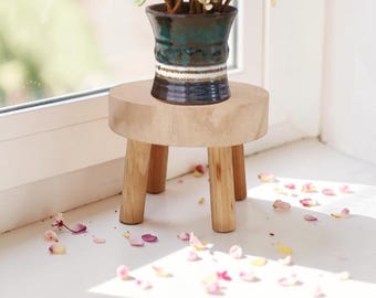 Wooden Plant Stand Indoor | Solid Wood Flower Pot Holder | Minimalist Plant Riser | Garden Balcony Decor | Small Pot Stand for Living Room