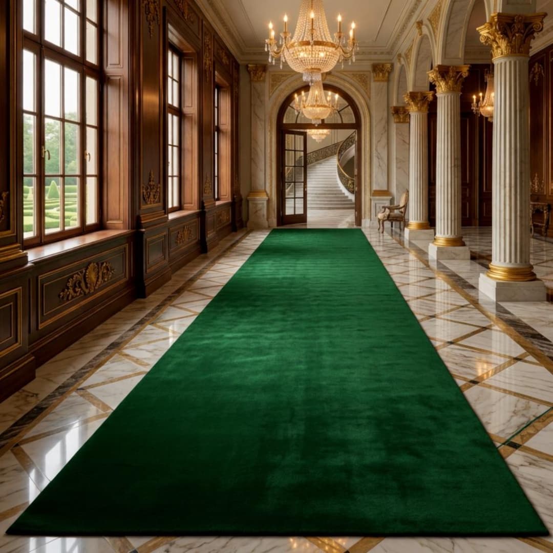 Luxury Solid Green Runner Rug, Hand Tufted Hallway Carpet, Minimalist ...
