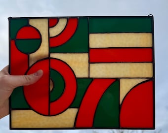Handmade Abstract Stained Glass Panel