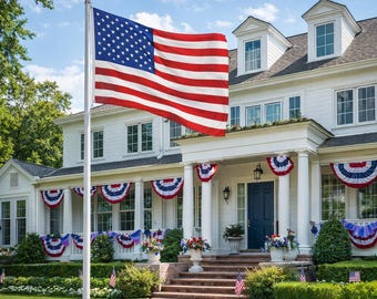 Bandeira dos EUA dupla face | Decoração patriótica para exteriores, Bandeira americana