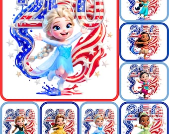 Chibi Princess USA 250th Anniversary PNG Bundle (Digital Download)