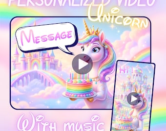 Personalised Unicorn Surprise Video Message, Girly Happy Birthday Messages, and Cute Character Episodes (MP4 digital)