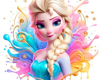 Elsa Snow Princess PNG, Frozen Sublimation Design (Digital Download)