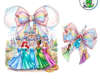 Retro Princess Happily Ever After Png, Watercolor Princesses Png, Magic Kingdom Png, Mouse Ear Castle, Girls Trip Shirt, D Princess Png