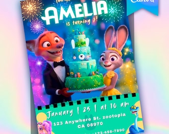 Zootopia 2 Birthday Invitation Birthday Invite Editable Template Instant Download
