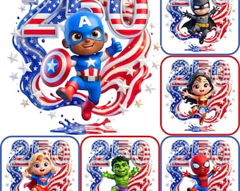 Superhero Chibi USA 250th Anniversary PNG Bundle (Digital Download)
