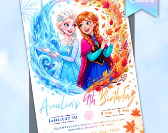 Frozen Four The First Time In Forever Birthday Invitation Frozen 4th Birthday Invitation Kids Fourth Party Invite Elsa Anna Theme EDITABLE