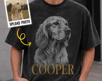 Personalized Dog Portrait Tee, Custom Pet Picture & Name , Gift for Dog Lovers