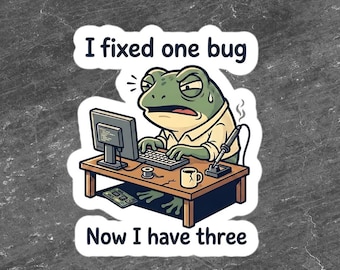 Funny Programmer Frog Sticker | Meme Decal | Coding Humor Laptop Sticker | Gift for Developers