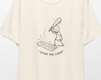 Caveman Smashing Keyboard Coding Tee | Funny Programmer Shirt