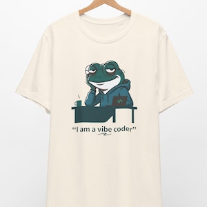 Vibe Coder Frog T-Shirt, Funny Programmer Software Engineer Tee