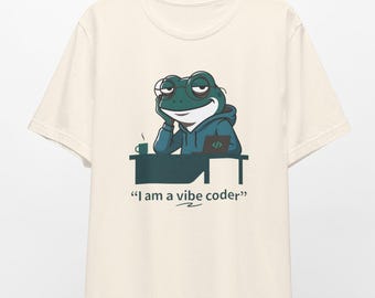 Vibe Coder Frog T-Shirt, Funny Programmer Software Engineer Tee