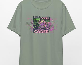 Vibe Coder Frog T-Shirt | Cyberpunk Programmer Software Engineer Tee