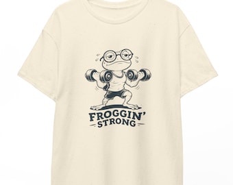 Funny Frog Lifting Weights Shirt | Gym exercise Humar | nerd weightlifting tee