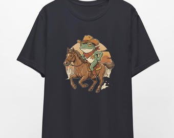 Vintage Cowboy Frog Riding Horse Shirt, Retro Western Graphic Tee