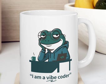 Vibe Coder Frog Mug | Funny Programmer, Software Engineer, Developer Gift