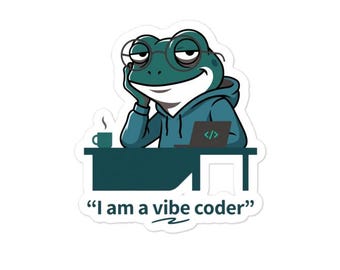 Vibe Coder Frog Sticker – Minimalist Programmer Laptop Decal, Software Engineer Gift