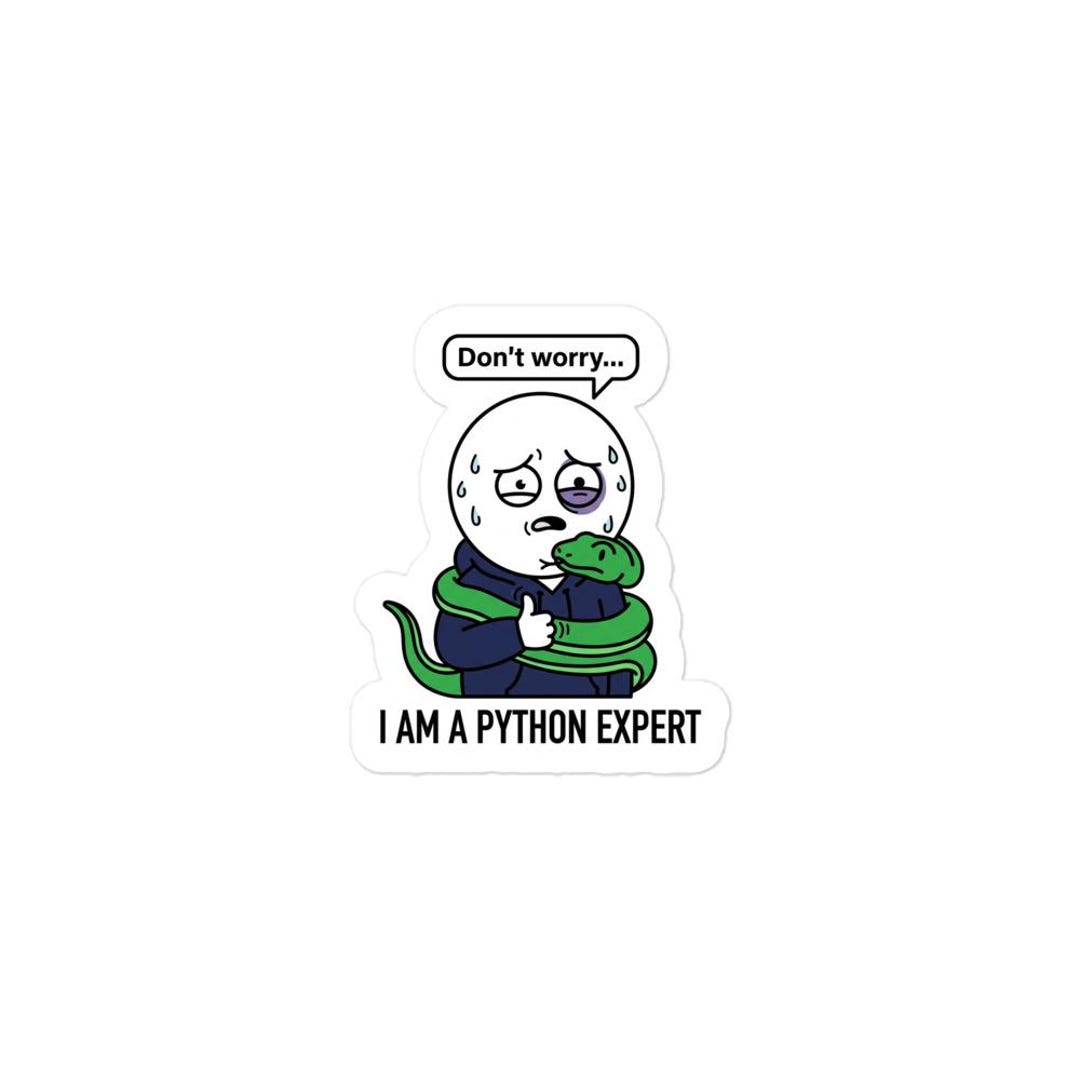 Funny Python Expert Sticker – Coding Programmer Meme Laptop Decal - Etsy