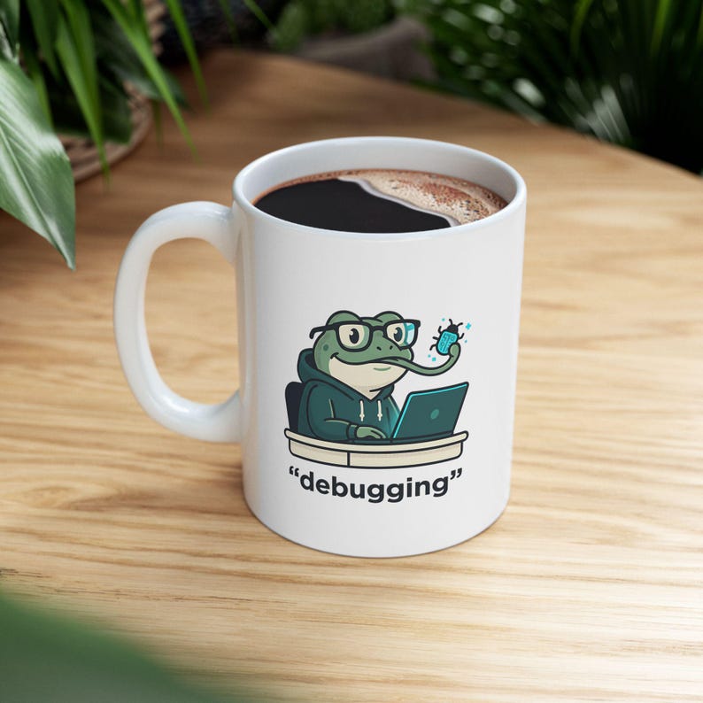 Divertente tazza da debugger a forma di rana / Tazza da caffè per programmatori / Regalo umoristico per informatici e appassionati di tecnologia IT immagine 9
