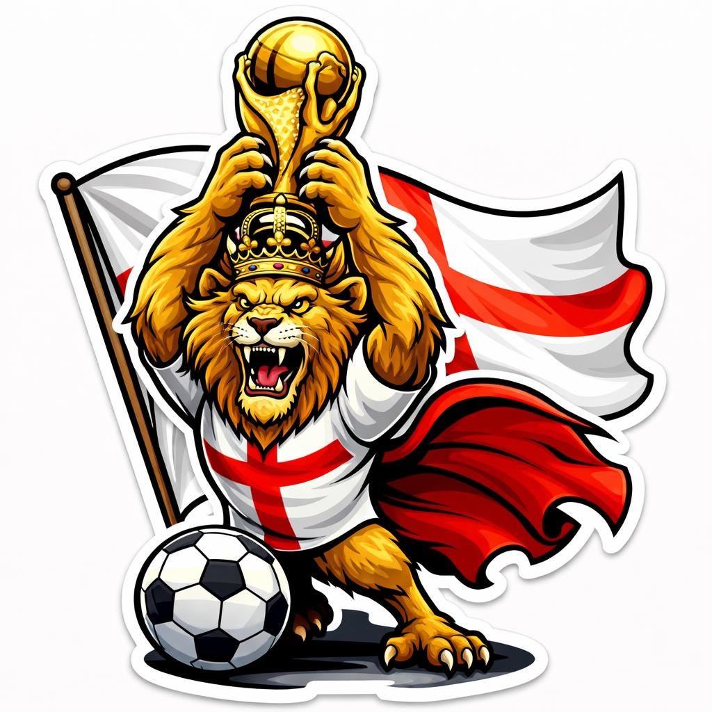 England Soccer Lion Sticker PNG | World Cup 2026 English Football Fan ...