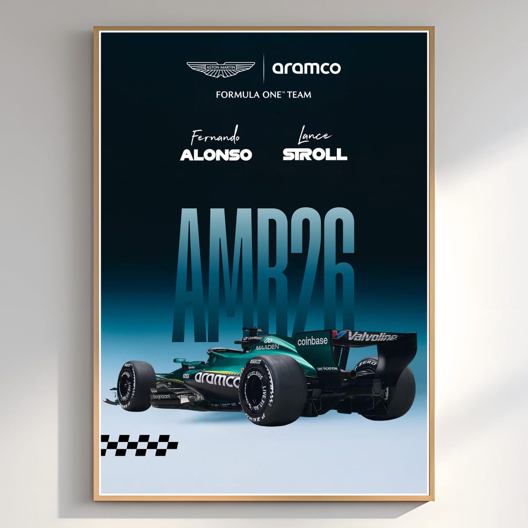 Aston Martin AMR26 2026 Livery Poster, Formula 1 Racing Car Wall Art ...
