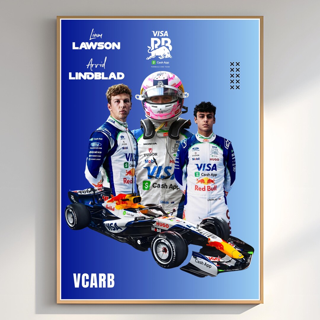F1 Racing Team Poster Racing Bulls F1 Team Poster, Liam Lawson, Arvid Lindblad Wall Art ...
