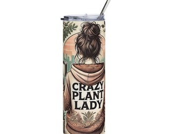 Crazy Plant Lady 20oz Stainless Steel Tumbler — Floral Succulent Travel Mug