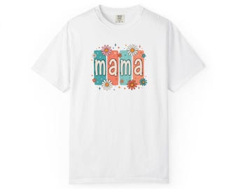 Mama Floral Tee — Retro Block Letter Mother's Day T-Shirt