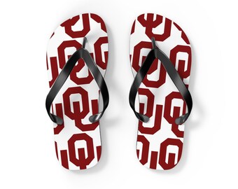 Chanclas con el logo carmesí de la OU — Sandalias de playa con orgullo universitario