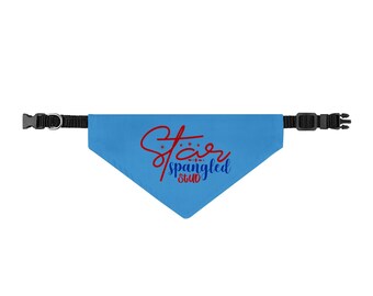 Bandana - "Star Spangled Stud" Clip-On Pet Bandana (Patriotic Red & Blue)