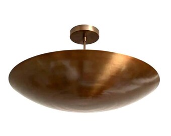 Mid Century Modern Brass Sputnik Chandelier | 6-Light Flush Mount Ceiling Light