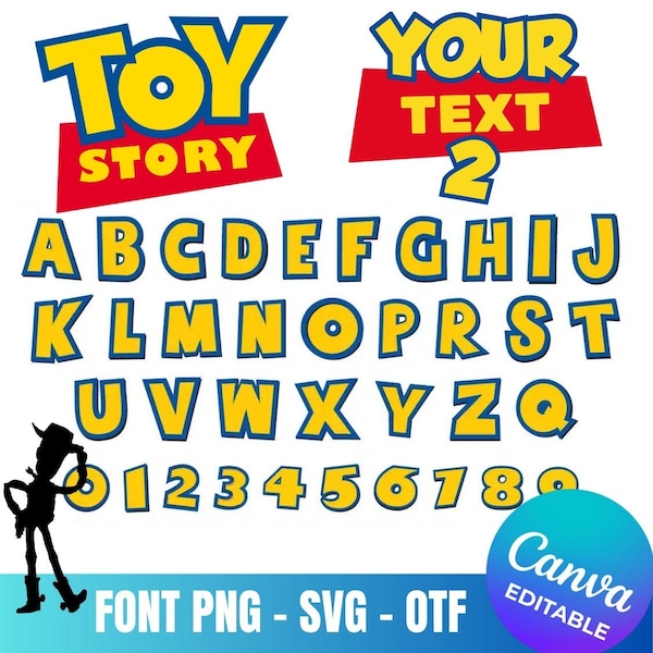 Toy Story Logo Font Template, SVG, PNG, OTF, Canva: Customizable Text & Design (Canva Editable)