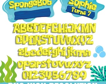 Sponge font Birthday Banner Svg, Personalized logo (instant download)