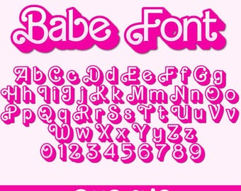Pink Babe Font SVG PNG, Alphabet Letters Numbers (Digital Download)